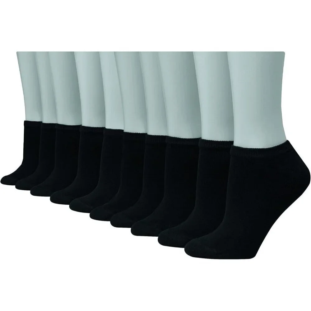 Women's Black 14-pack Cool Comfort No-show Moisture Knit Wicking Socks